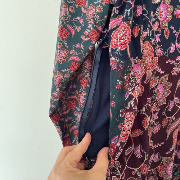 Cabi "Festive" Jewel Tone Floral Patterns Long Sleeve Round Neck Maxi Dress - Picture 5 of 14